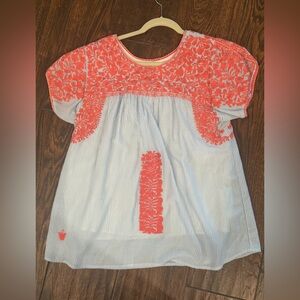 Striped Top with Coral Accents